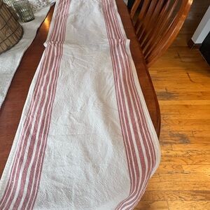 Pottery Barn Red and White Cotton Table Runner